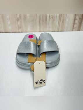Billabong Silver Glitter Slide Sandals - Sparkle Upper